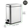 imagemDesign Small Modern 13 Gallon Rectangle Metal Lidded Step Trash Can Compact Garbage Bin with Removable Liner Bucket and Handle for Bathroom Kitchen Craft Room Office Garage  BlackChrome