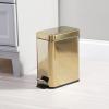 imagemDesign Small Modern 13 Gallon Rectangle Metal Lidded Step Trash Can Compact Garbage Bin with Removable Liner Bucket and Handle for Bathroom Kitchen Craft Room Office Garage  BlackSoft Brass