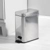 imagemDesign Small Modern 13 Gallon Rectangle Metal Lidded Step Trash Can Compact Garbage Bin with Removable Liner Bucket and Handle for Bathroom Kitchen Craft Room Office Garage  BlackChrome