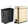 imagemDesign Small Modern 13 Gallon Rectangle Metal Lidded Step Trash Can Compact Garbage Bin with Removable Liner Bucket and Handle for Bathroom Kitchen Craft Room Office Garage  BlackSoft Brass