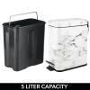 imagemDesign Small Modern 13 Gallon Rectangle Metal Lidded Step Trash Can Compact Garbage Bin with Removable Liner Bucket and Handle for Bathroom Kitchen Craft Room Office Garage  BlackMarble