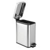 imagemDesign Small Modern 13 Gallon Rectangle Metal Lidded Step Trash Can Compact Garbage Bin with Removable Liner Bucket and Handle for Bathroom Kitchen Craft Room Office Garage  BlackBrushed