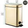 imagemDesign Small Modern 13 Gallon Rectangle Metal Lidded Step Trash Can Compact Garbage Bin with Removable Liner Bucket and Handle for Bathroom Kitchen Craft Room Office Garage  BlackSoft Brass