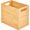 imagemDesign Rectangular Bamboo Trash Can Wastebasket Garbage Container Bin  Builtin Handles  for Bathrooms Powder Rooms Kitchens Home Offices  Natural