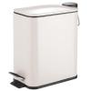 imagemDesign Rectangular Pedal Bin  5 L Metal Waste Bin with Pedal Lid and Plastic Bucket Insert  Household Rubbish Bin for Bathroom Kitchen and Office  BeigeMatte Cream