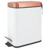imagemDesign Small Modern 13 Gallon Rectangle Metal Lidded Step Trash Can Compact Garbage Bin with Removable Liner Bucket and Handle for Bathroom Kitchen Craft Room Office Garage  BlackWhiteRose Gold