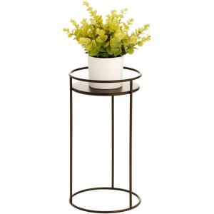 imagemDesign Metal 15Inch Tall Circular Plant Stand Planter Holder Contemporary Design Round Tray for Table Garden Holds IndoorOutdoor Plants Flower Pot  Concerto Collection  Bronze