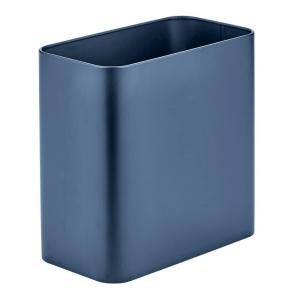 imagemDesign Small Metal 24 Gallon Trash Can Wastebasket Garbage Bin for Bathroom Slim Rubbish Waste Trashcans MasterGuest Bath Bedroom Garage Mirri Collection Gray 23578MDBSTNavy