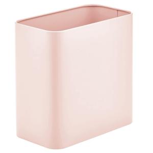 imagemDesign Small Metal 24 Gallon Trash Can Wastebasket Garbage Bin for Bathroom Slim Rubbish Waste Trashcans MasterGuest Bath Bedroom Garage Mirri Collection Gray 23578MDBSTLight Pink