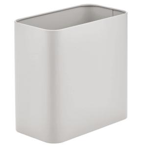 imagemDesign Small Metal 24 Gallon Trash Can Wastebasket Garbage Bin for Bathroom Slim Rubbish Waste Trashcans MasterGuest Bath Bedroom Garage Mirri Collection Gray 23578MDBSTLight Gray