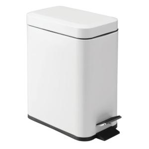 imagemDesign Small Modern 13 Gallon Rectangle Metal Lidded Step Trash Can Compact Garbage Bin with Removable Liner Bucket and Handle for Bathroom Kitchen Craft Room Office Garage  BlackBronze White