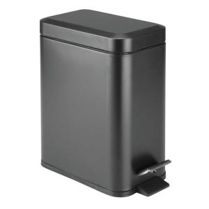imagemDesign Small Modern 13 Gallon Rectangle Metal Lidded Step Trash Can Compact Garbage Bin with Removable Liner Bucket and Handle for Bathroom Kitchen Craft Room Office Garage  BlackBlack