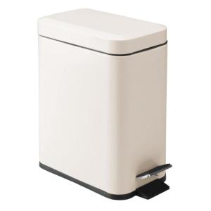 imagemDesign Small Modern 13 Gallon Rectangle Metal Lidded Step Trash Can Compact Garbage Bin with Removable Liner Bucket and Handle for Bathroom Kitchen Craft Room Office Garage  BlackCream