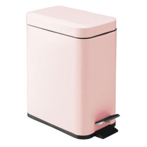 imagemDesign Small Modern 13 Gallon Rectangle Metal Lidded Step Trash Can Compact Garbage Bin with Removable Liner Bucket and Handle for Bathroom Kitchen Craft Room Office Garage  BlackLight Pink
