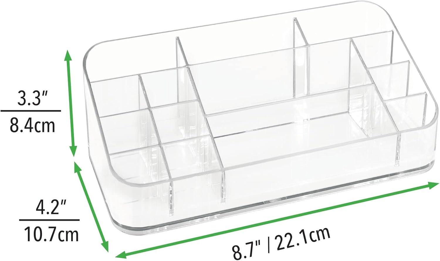 imagemDesign Plastic Home Office Storage Organizer Bin  Divided Holder for Cabinet Countertop Desk Workspace  for Gel Pens Colored Pencils Erasers Washi Tape Paper Clips  14 Compartments  Clear