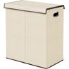 imagemDesign Extra Large Divided Laundry Hamper Basket with Removable Lid Builtin Handles  Portable and Foldable for Compact Storage  Chrome Handles  CreamEspresso BrownCreamEspresso