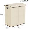 imagemDesign Extra Large Divided Laundry Hamper Basket with Removable Lid Builtin Handles  Portable and Foldable for Compact Storage  Chrome Handles  CreamEspresso BrownCreamEspresso