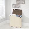 imagemDesign Extra Large Divided Laundry Hamper Basket with Removable Lid Builtin Handles  Portable and Foldable for Compact Storage  Chrome Handles  CreamEspresso BrownCreamEspresso