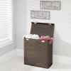 imagemDesign Extra Large Divided Laundry Hamper Basket with Removable Lid Builtin Handles  Portable and Foldable for Compact Storage  Chrome Handles  CreamEspresso BrownEspresso