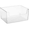 imagemDesign Large Modern Plastic Open Front Dip Storage Organizer Bin Basket for Kitchen Organization  Shelf Cupboard Cabinet and Pantry Organizing Decor  Ligne Collection  Clear