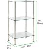imagemDesign MetalGlass 3Tier Storage Tower Narrow Shelving Display Unit Open Glass Shelves MultiUse Stand for Living Room Bathroom Home Office Hallway Bedroom Organization  ChromeClearSilverClear