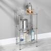 imagemDesign MetalGlass 3Tier Storage Tower Narrow Shelving Display Unit Open Glass Shelves MultiUse Stand for Living Room Bathroom Home Office Hallway Bedroom Organization  ChromeClearSilverClear