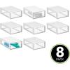 imagemDesign Plastic Desk Organizer and Storage Bin wPull Out Drawer  Shallow Stackable Office Storage Container for Office Supplies  Desktop Drawer Organizer  Lumiere Collection  8 Pack WhiteClear