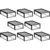 imagemDesign Plastic Desk Organizer and Storage Bin wPull Out Drawer  Shallow Stackable Office Storage Container for Office Supplies  Desktop Drawer Organizer  Lumiere Collection  8 Pack BlackClear
