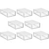imagemDesign Plastic Desk Organizer and Storage Bin wPull Out Drawer  Shallow Stackable Office Storage Container for Office Supplies  Desktop Drawer Organizer  Lumiere Collection  8 Pack WhiteClear