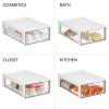 imagemDesign Plastic Desk Organizer and Storage Bin wPull Out Drawer  Shallow Stackable Office Storage Container for Office Supplies  Desktop Drawer Organizer  Lumiere Collection  8 Pack WhiteClear