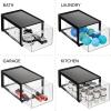imagemDesign Plastic Desk Organizer and Storage Bin wPull Out Drawer  Stackable Office Storage Container for Office Supplies  Desktop Drawer Organizer  Lumiere Collection  8 Pack  BlackClear