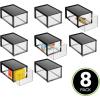 imagemDesign Plastic Desk Organizer and Storage Bin wPull Out Drawer  Stackable Office Storage Container for Office Supplies  Desktop Drawer Organizer  Lumiere Collection  8 Pack  BlackClear