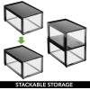 imagemDesign Plastic Desk Organizer and Storage Bin wPull Out Drawer  Stackable Office Storage Container for Office Supplies  Desktop Drawer Organizer  Lumiere Collection  8 Pack  BlackClear