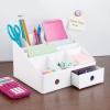 imagemDesign Plastic Home Office Storage Bin Desk Organizer for Desktops Tables Work Spaces  Holds Scissors Pens Markers Highlighters Tape Folders Note Pads Supplies  2 Drawers  White