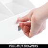 imagemDesign Plastic Home Office Storage Bin Desk Organizer for Desktops Tables Work Spaces  Holds Scissors Pens Markers Highlighters Tape Folders Note Pads Supplies  2 Drawers  White