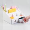 imagemDesign Plastic Home Office Storage Bin Desk Organizer for Desktops Tables Work Spaces  Holds Scissors Pens Markers Highlighters Tape Folders Note Pads Supplies  2 Drawers  White