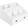 imagemDesign Plastic Home Office Storage Bin Desk Organizer for Desktops Tables Work Spaces  Holds Scissors Pens Markers Highlighters Tape Folders Note Pads Supplies  2 Drawers  White