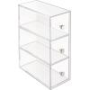 imagemDesign Plastic Stackable Desktop Organizer Tower Storage Station with 3 Drawers for Home Office  Holds Pens Sticky Notes Binder Clips Notepads Gel Pens or Erasers  Lumiere Collection  Clear