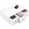 imagemDesign Plastic Stackable Desktop Organizer Tower Storage Station with 3 Drawers for Home Office  Holds Pens Sticky Notes Binder Clips Notepads Gel Pens or Erasers  Lumiere Collection  White