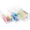 imagemDesign Plastic Stackable Desktop Organizer Tower Storage Station with 3 Drawers for Home Office  Holds Pens Sticky Notes Binder Clips Notepads Gel Pens or Erasers  Lumiere Collection  Clear