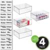 imagemDesign Plastic Stackable Office Storage Organizer Bin Containers with Front Pull Drawer and Labels for Cabinet Desk Shelves or Closet Organization  Lumiere Collection  4 Bins 32 Labels  Clear