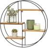 imagemDesign Round Metal Wall Mount Display Organizer Holder 4 Shelf  to Store and Show Off Small Collectibles Figurines Mugs Succulent Plants  BlackNatural