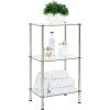 imagemDesign MetalGlass 3Tier Storage Tower Narrow Shelving Display Unit Open Glass Shelves MultiUse Stand for Living Room Bathroom Home Office Hallway Bedroom Organization  ChromeClearSilverClear