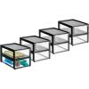 imagemDesign Plastic Desk Organizer and Storage Bin wPull Out Drawer Shallow Stackable Office Storage Container for Office Supplies Desktop Drawer Organizer Lumiere Collection 8 Pack BlackClear
