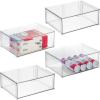 imagemDesign Plastic Stackable Office Storage Organizer Bin Containers with Front Pull Drawer and Labels for Cabinet Desk Shelves or Closet Organization  Lumiere Collection  4 Bins 32 Labels  Clear