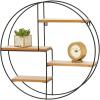 imagemDesign Round Metal Wall Mount Display Organizer Holder 4 Shelf  to Store and Show Off Small Collectibles Figurines Mugs Succulent Plants  BlackNatural