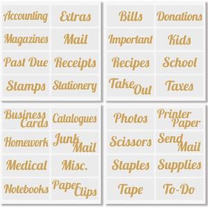 imagemDesign Home Organization Labels  Preprinted Label Stickers for Office Storage and Cleaning  Household Organizing for Jars Canisters Containers Bins and Boxes  32 Count  ClearMetallic Gold