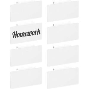imagemDesign Plastic ClipOn Basket and Bin Tags for Home Office Storage Hanging Holders for Cabinets Shelves Desks and Rolling Carts  Set of 8  32 Adhesive Labels  White