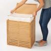 imagemDesign Bamboo Wood Foldable Laundry Basket Storage Organizer wRemovable Fabric Liner Lid Collapsible Laundry Hamper for Laundry Room Bathroom Bedroom Holds Clothes  Echo Collection  NaturalNatural