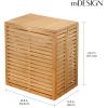 imagemDesign Bamboo Wood Foldable Laundry Basket Storage Organizer wRemovable Fabric Liner Lid Collapsible Laundry Hamper for Laundry Room Bathroom Bedroom Holds Clothes  Echo Collection  NaturalNatural